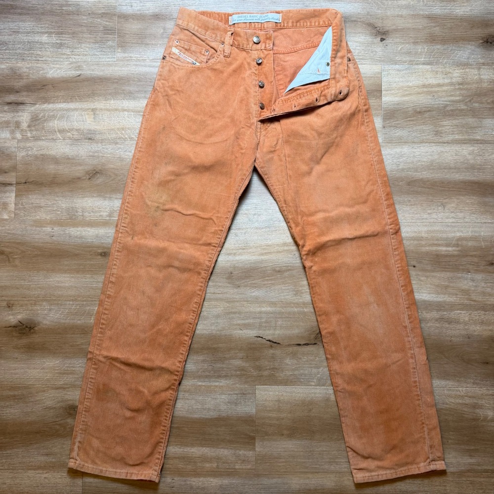 Vintage Diesel Corduroy Pants Mens 29x31 Orange Straight Leg Trading Button Fly
